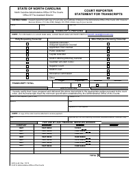 Document preview: Form AOC-A-42 Court Reporter Statement for Transcripts - North Carolina