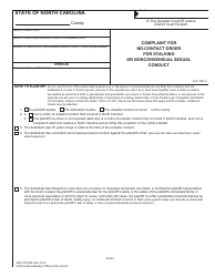 Form AOC-CV-520 Complaint for No-Contact Order for Stalking or Nonconsensual Sexual Conduct - North Carolina