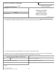 Form AOC-CV-307 Motion for Order to Show Cause Domestic Violence Protective Order - North Carolina