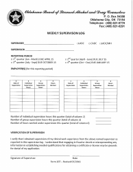 Document preview: Form 207 Weekly Supervising Log - Oklahoma