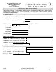 Document preview: Form B (REG-36B) New Records System for Birth Parents Family History Information Form - New Jersey