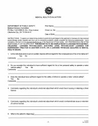 Document preview: Form DI M107 Mental Health Evaluation - Oklahoma