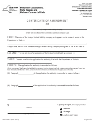 Document preview: Form DOS-1360-F Certificate of Amendment - New York