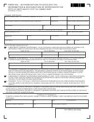 Document preview: Form 500 (SFN28258) Authorization to Disclose Tax Information & Designation of Representative - North Dakota