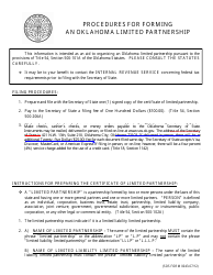 SOS Form 0028 Certificate of Limited Partnership (Oklahoma Limited Partnership) - Oklahoma