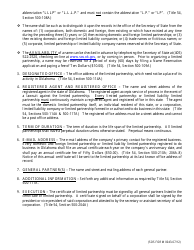 SOS Form 0028 Certificate of Limited Partnership (Oklahoma Limited Partnership) - Oklahoma, Page 2