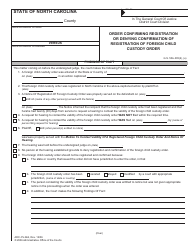 Document preview: Form AOC-CV-664 Order Confirming Registration or Denying Confirmation of Registration of Foreign Child Custody Order - North Carolina
