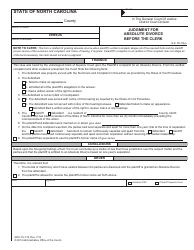 Document preview: Form AOC-CV-710 Judgment for Absolute Divorce Before the Clerk - North Carolina