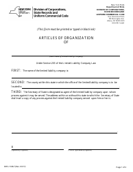 Document preview: Form DOS-1336-F Articles of Organization - New York