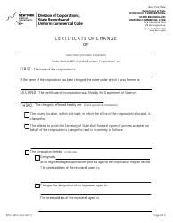 Form DOS-1556-F Certificate of Change - New York