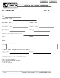 Document preview: Notice of Ssn Change - Correction - Oregon