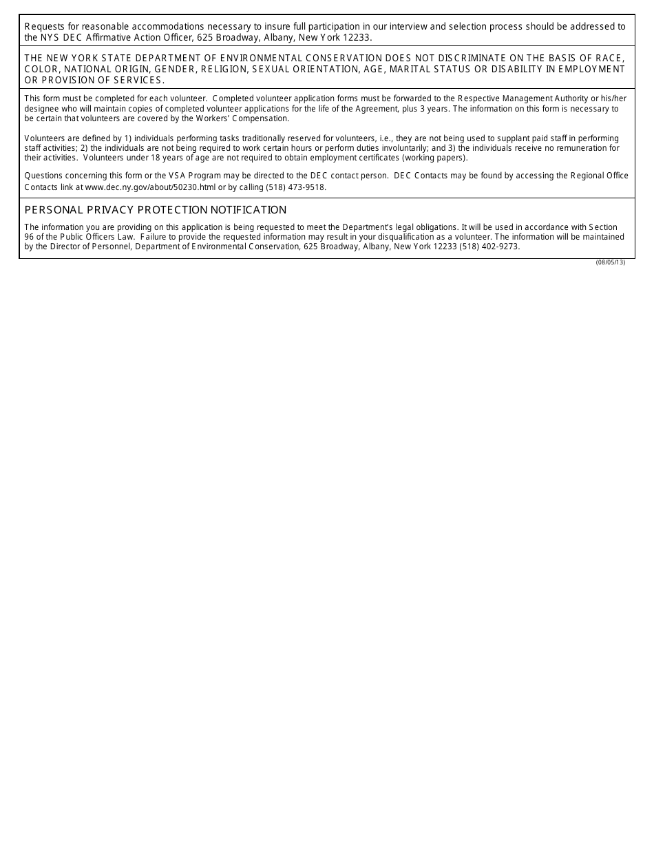 Appendix III Individual Volunteer Application - New York, Page 2