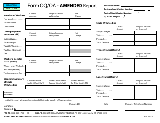 Document preview: Form OQ/OA Amended Report - Oregon