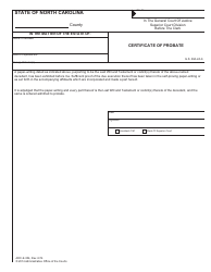 Document preview: Form AOC-E-304 Certificate of Probate - North Carolina