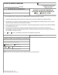 Form AOC-E-300 Affidavit of Subscribing Witnesses for Probate of Will/Codicil to Will; Affidavit of Notary Serving as Attesting Witness for Probate of Will/Codicil to Will - North Carolina, Page 2