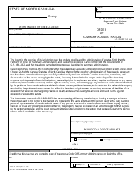 Document preview: Form AOC-E-904M Order of Summary Administration - North Carolina