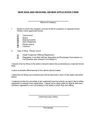 Document preview: New England Regional Review Application Form - New Hampshire