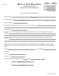 Document preview: Form D-4 Issuer-Dealer Notice Filing Application - New Hampshire