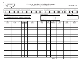Document preview: Form GAS-1288RS Kerosene Supplier Schedule of Receipts - North Carolina