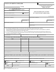 Document preview: Form AOC-E-205 Application for Letters of Trusteeship Under Will - North Carolina