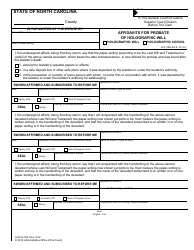 Form AOC-E-302 Affidavits for Probate of Holographic Will - North Carolina