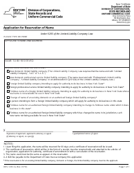 Document preview: Form DOS-1233-F-A Application for Reservation of Name - New York