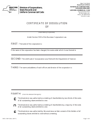 Document preview: Form DOS-1337-F Certificate of Dissolution - New York