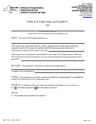 Document preview: Form DOS-1555-F-A Application for Authority - New York