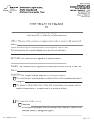 Form DOS-1558-F Certificate of Change - New York
