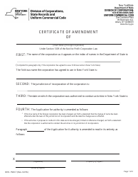 Document preview: Form DOS-1560-F Certificate of Amendment - New York
