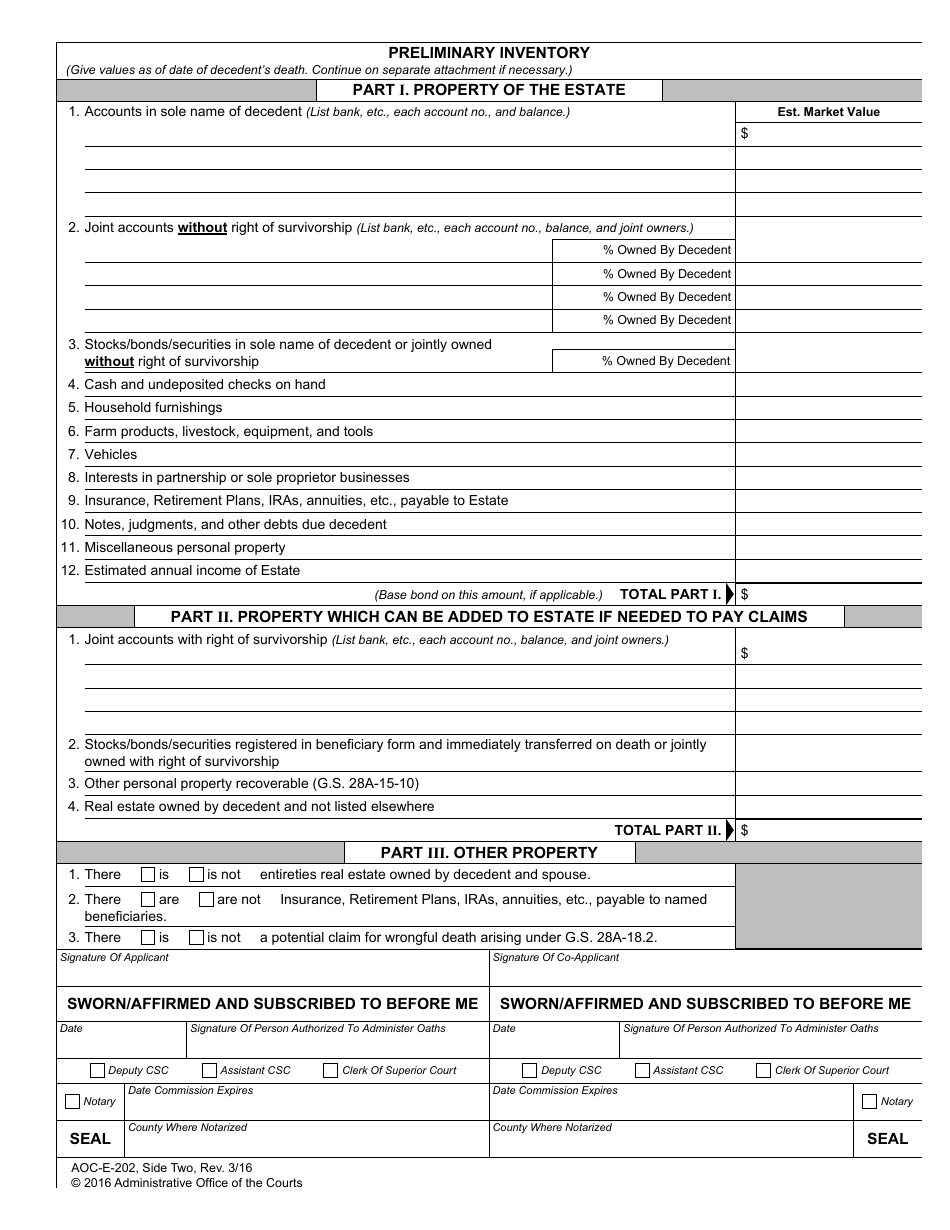 Form Aoc E 202 Fill Out Sign Online And Download Fillable Pdf North Carolina Templateroller 3665