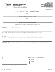 Form DOS-1365-F Certificate of Correction - New York
