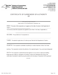 Document preview: Form DOS-1563-F Certificate of Surrender of Authority - New York