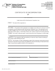 Form DOS-1239-F Certificate of Incorporation - New York