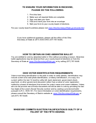Voter Registration and Information Update Form - Ohio, Page 2