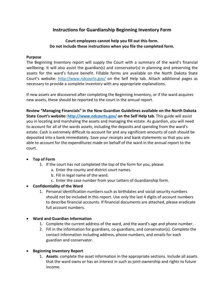 Download Instructions for Guardianship Beginning Inventory Form PDF