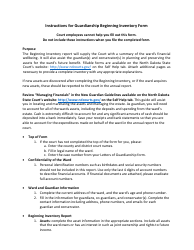 Instructions for Guardianship Beginning Inventory Form - North Dakota