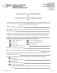 Form DOS-1626-F Certificate of Amendment of Certificate of Assumed Name - New York