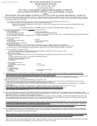 Document preview: Form 78-021 Application for Inspection of a Salvage/Rebuilt Vehicle - Mississippi