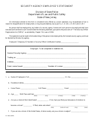 Document preview: Form S.P.202A Security Agency Employee's Statement - New Jersey