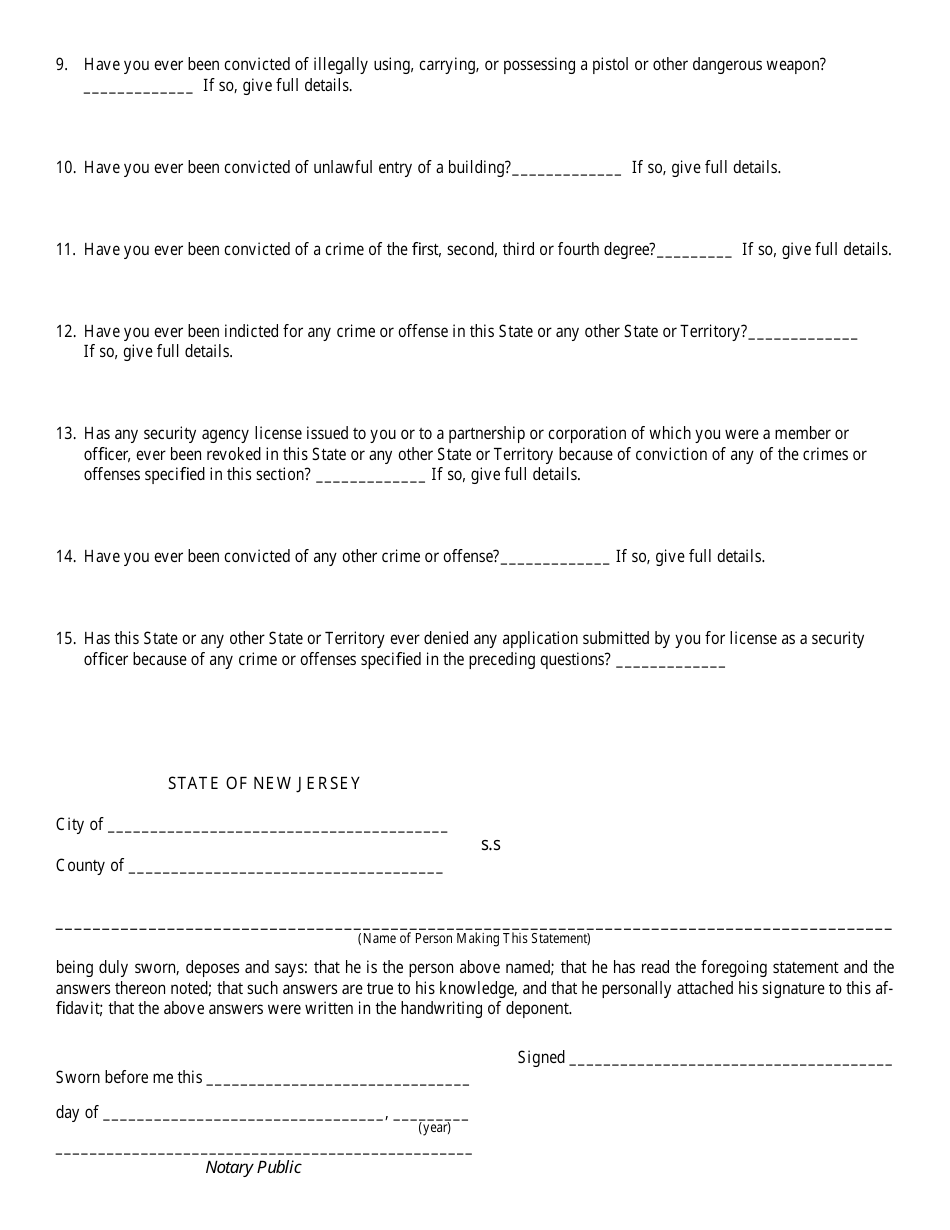 Form S.P.202A Security Agency Employees Statement - New Jersey, Page 3