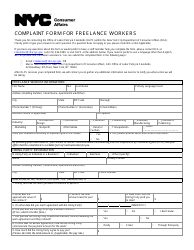 Document preview: Complaint Form for Freelance Workers - New York City