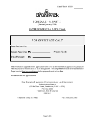 Document preview: Schedule A Part II - Environmental Approval - New Brunswick, Canada