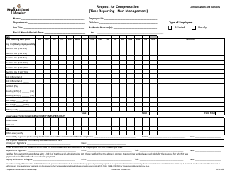 Form OCG-802 &quot;Request for Compensation (Time Reporting Non Management)&quot; - Newfoundland and Labrador, Canada