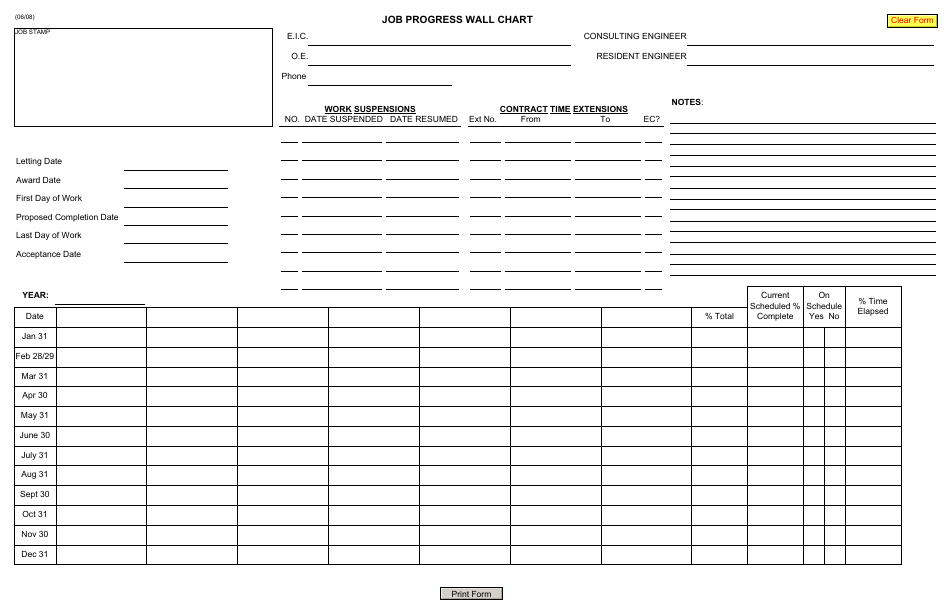 Form CONR549 Job Progress Wall Chart - New York, Page 1