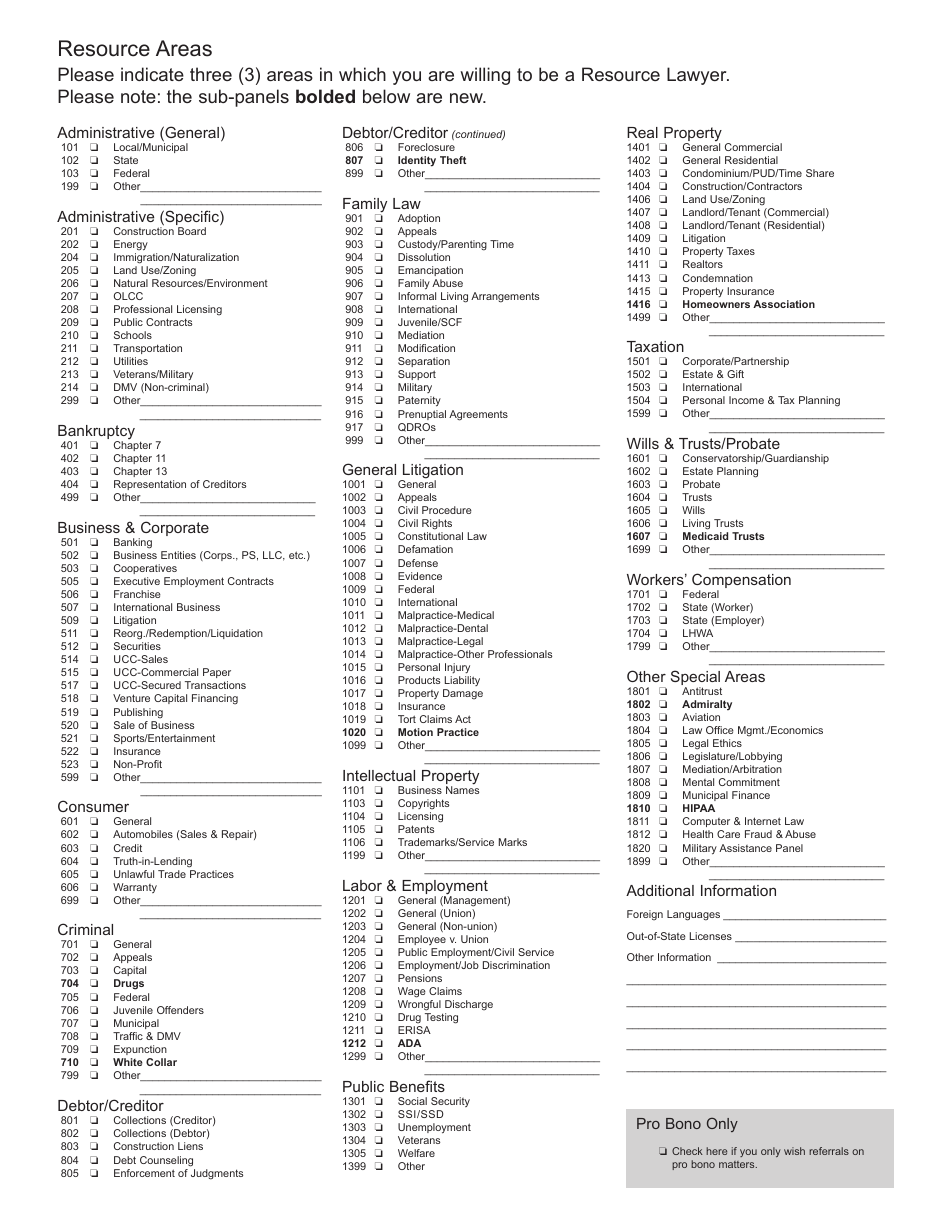 Lawyer to Lawyer Program Registration Form - Oregon, Page 3