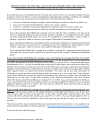 Document preview: Form OHIP-0103 Attestation of Immediate Need for Personal Care Services/Consumer Directed Personal Assistance Services - New York