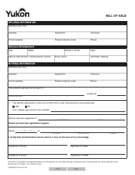 Document preview: Form YG6095 Bill of Sale - Yukon, Canada