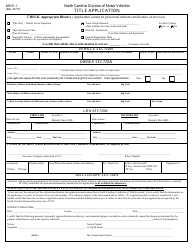 Form MVR-1 Download Fillable PDF or Fill Online Title Application North ...