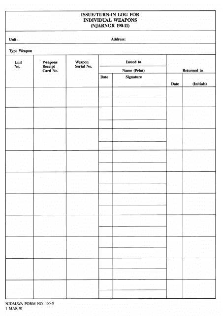 NJDMAVA Form 190-5  Printable Pdf